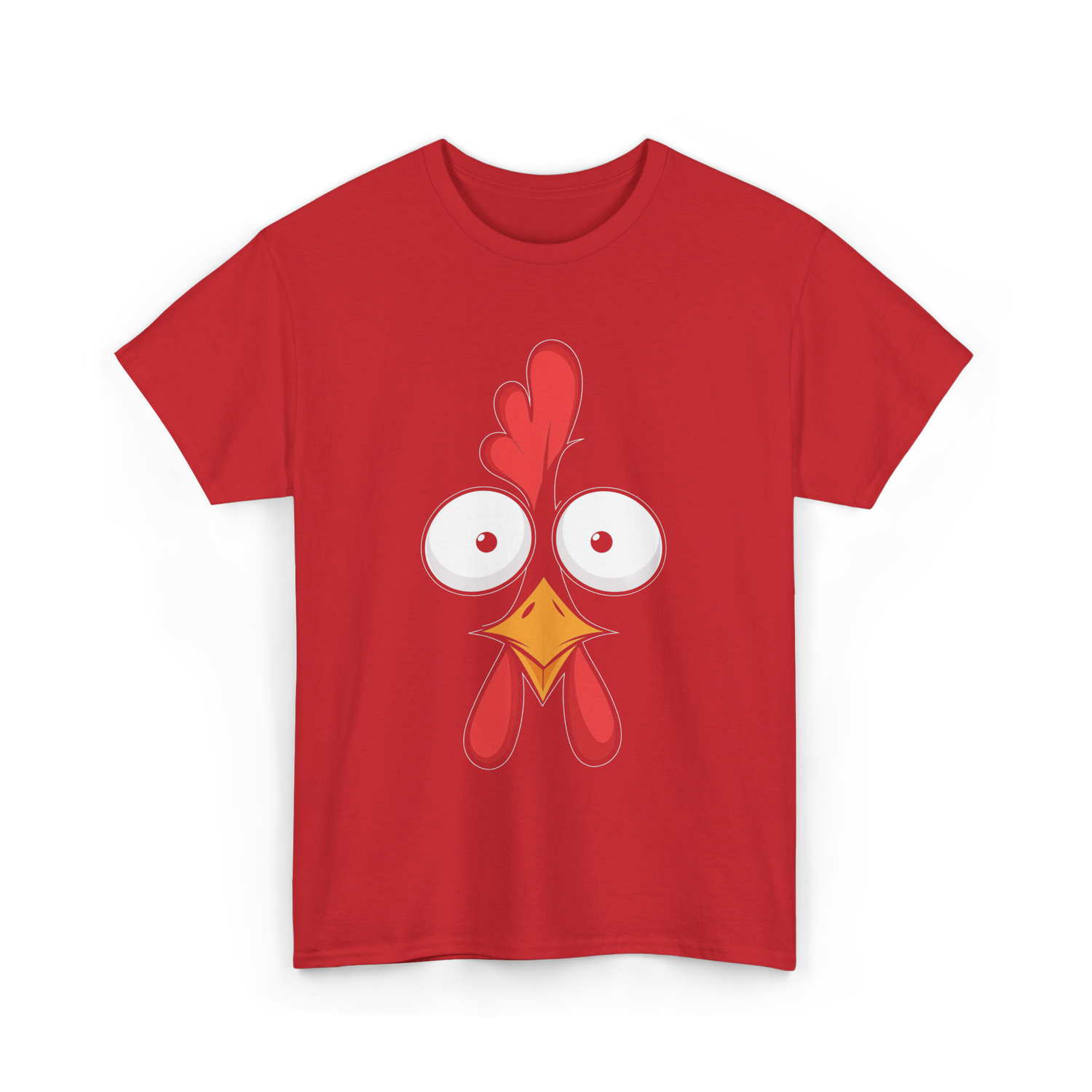 Chicken Face Rooster Poultry T-Shirt - Red