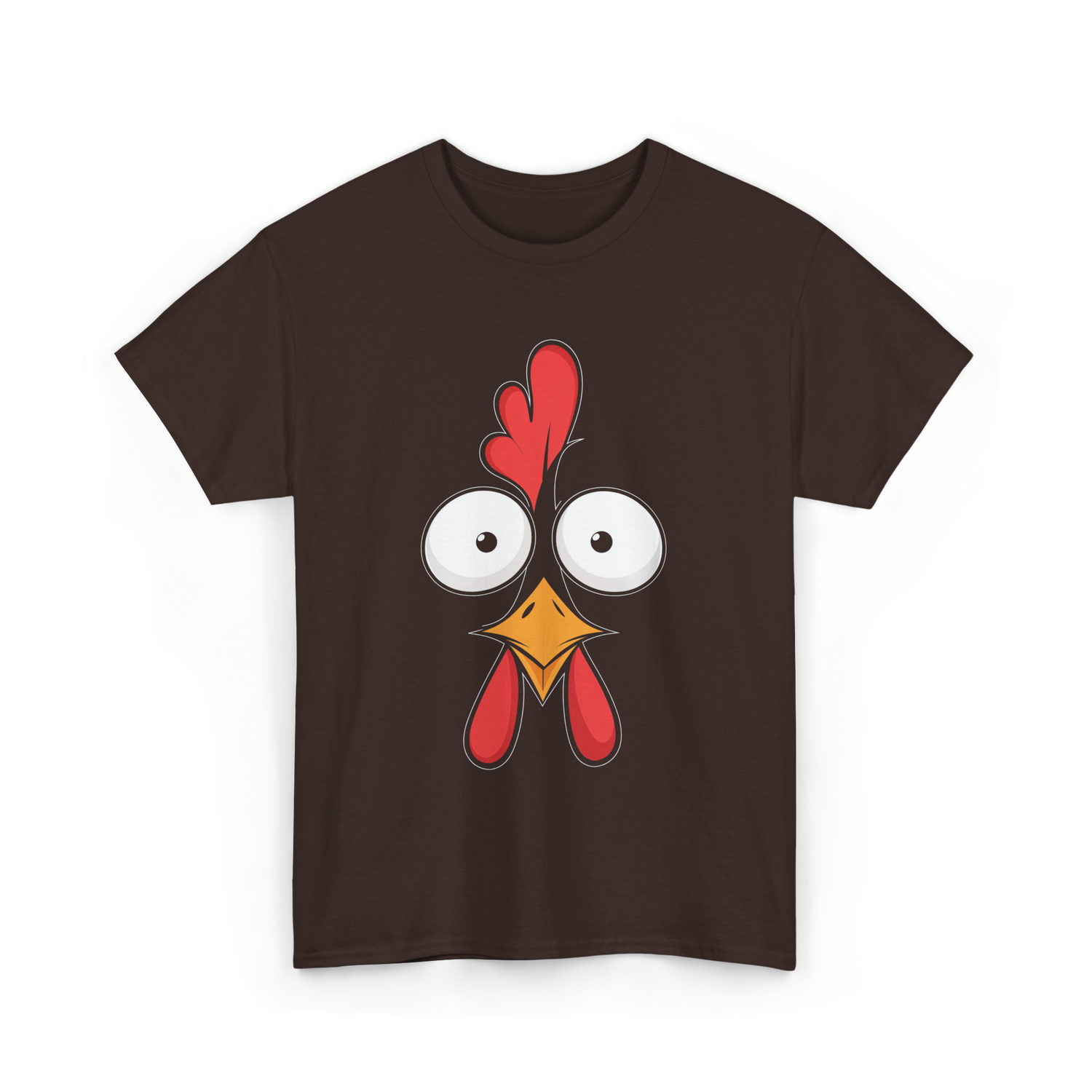 Chicken Face Rooster Poultry T-Shirt - Dark Chocolate