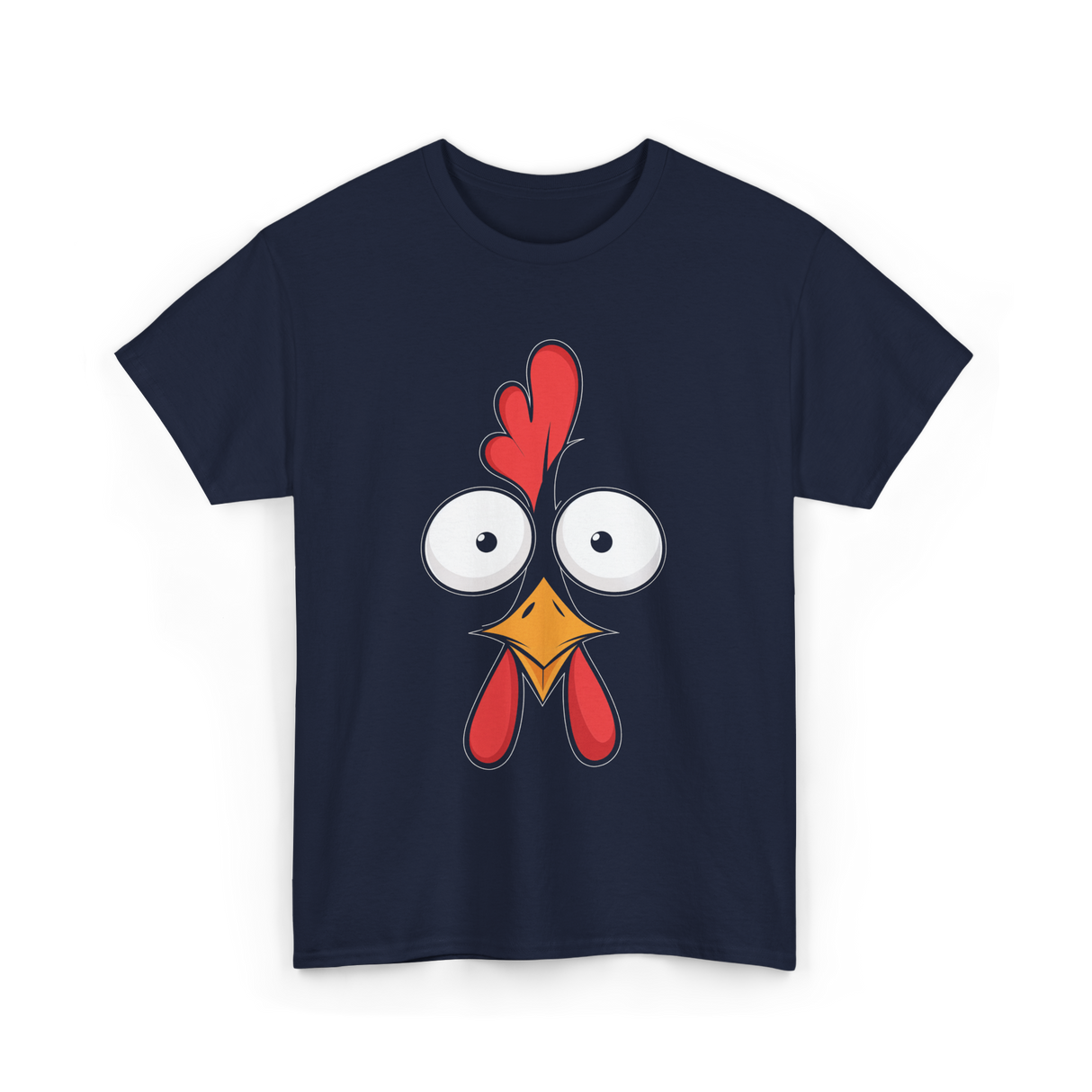 Chicken Face Rooster Poultry T-Shirt - Navy