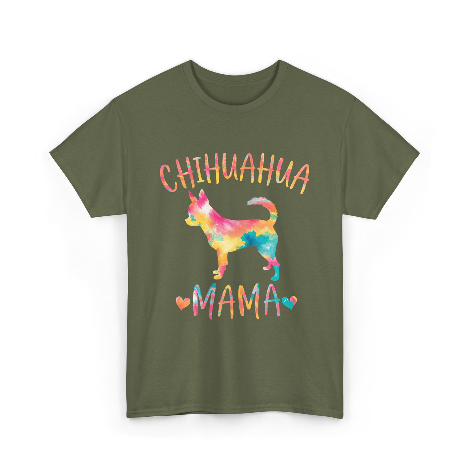 Chihuahua Mama Colorful Dog Mom T-Shirt - Military Green