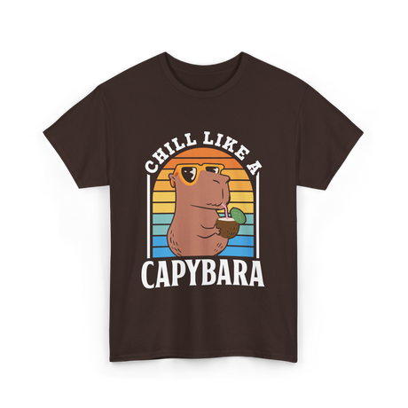 Chill Like A Capybara Capybaras T-Shirt - Dark Chocolate