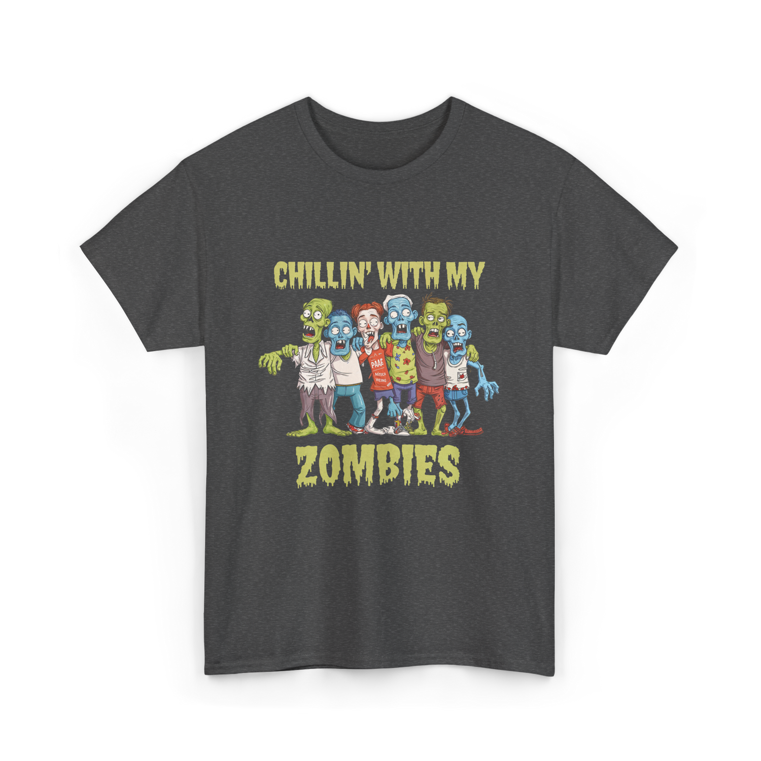 Chillin With My Zombies Halloween T-Shirt - Dark Heather