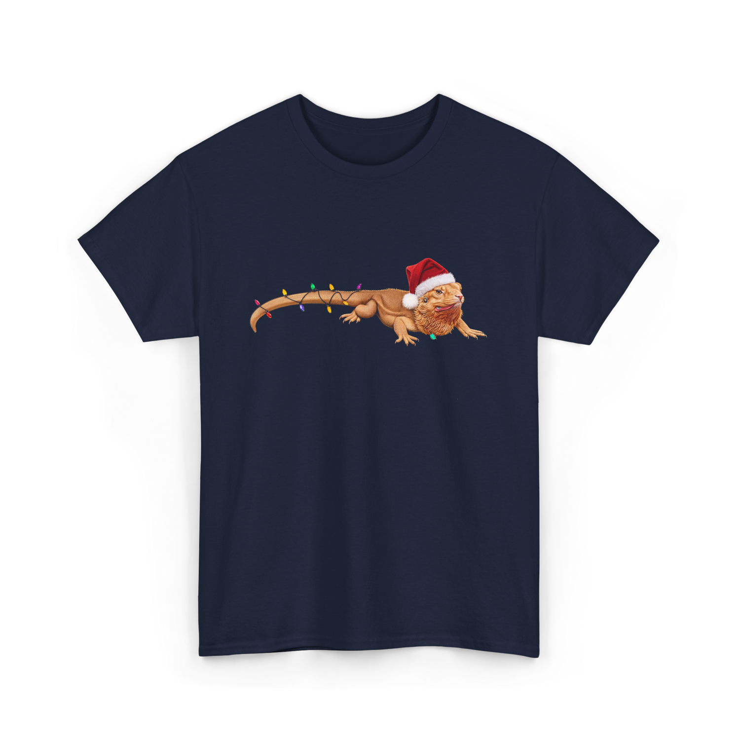Christmas Bearded Dragon Reptile Celebration T-Shirt - Navy