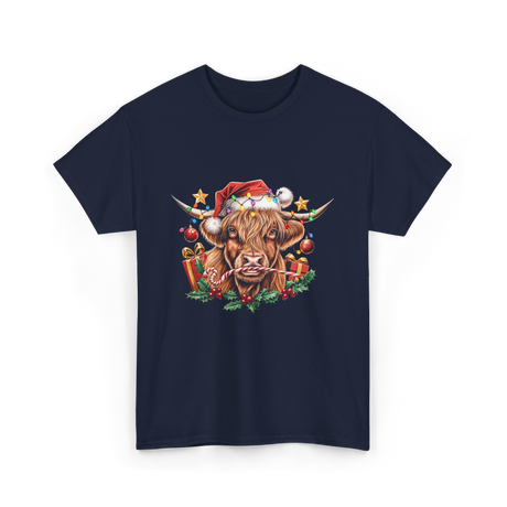Christmas Cow Holiday Decor T-Shirt - Navy