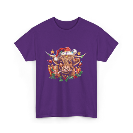 Christmas Cow Holiday Decor T-Shirt - Purple