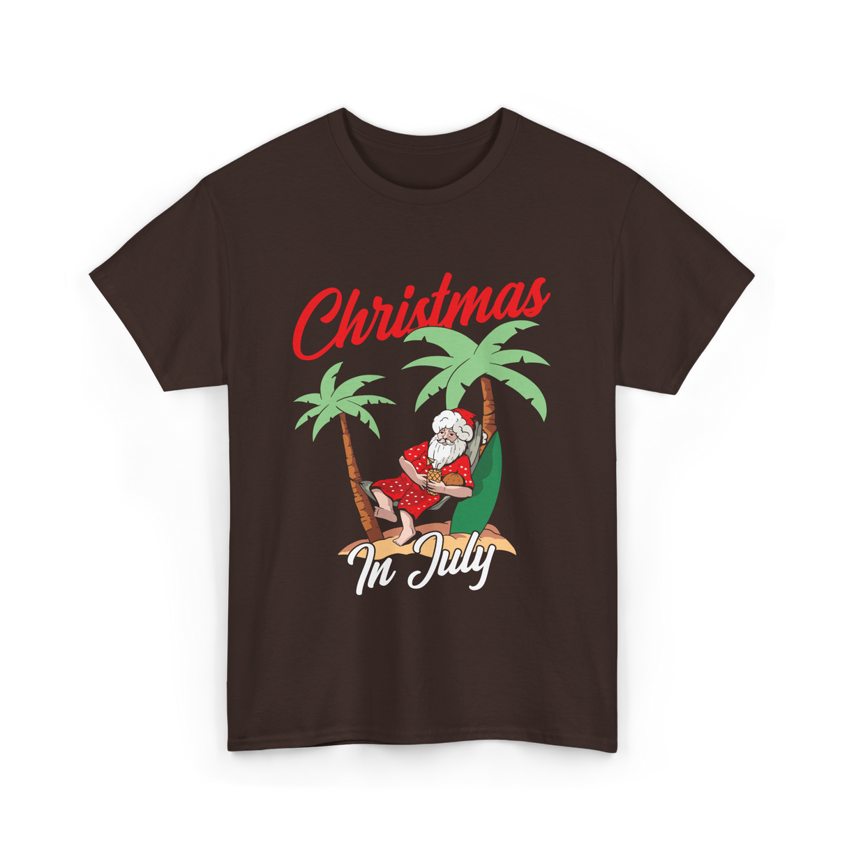 Christmas In July Santa T-Shirt - Dark Chocolate