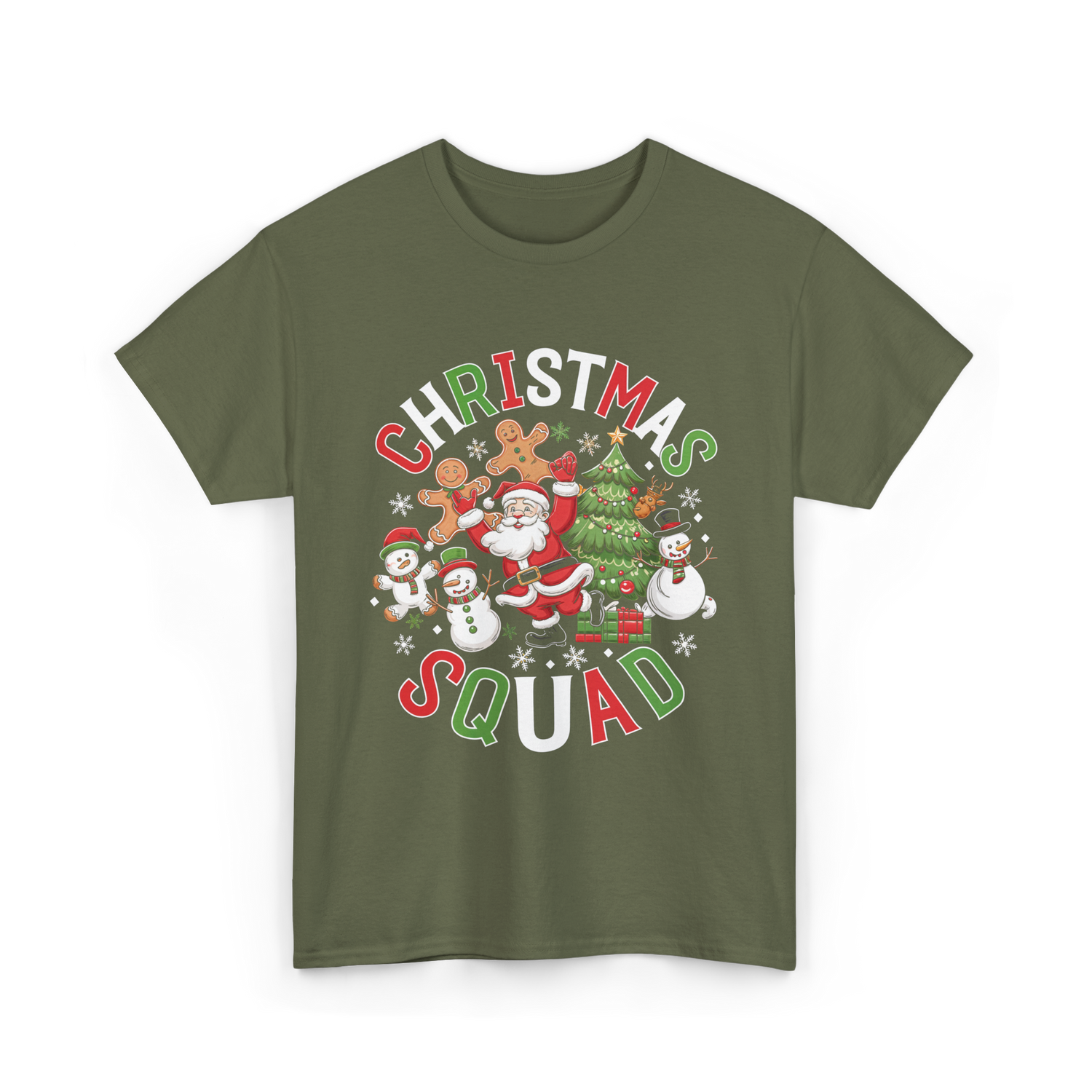 Christmas Squad Holiday Season T-Shirt - Military Green