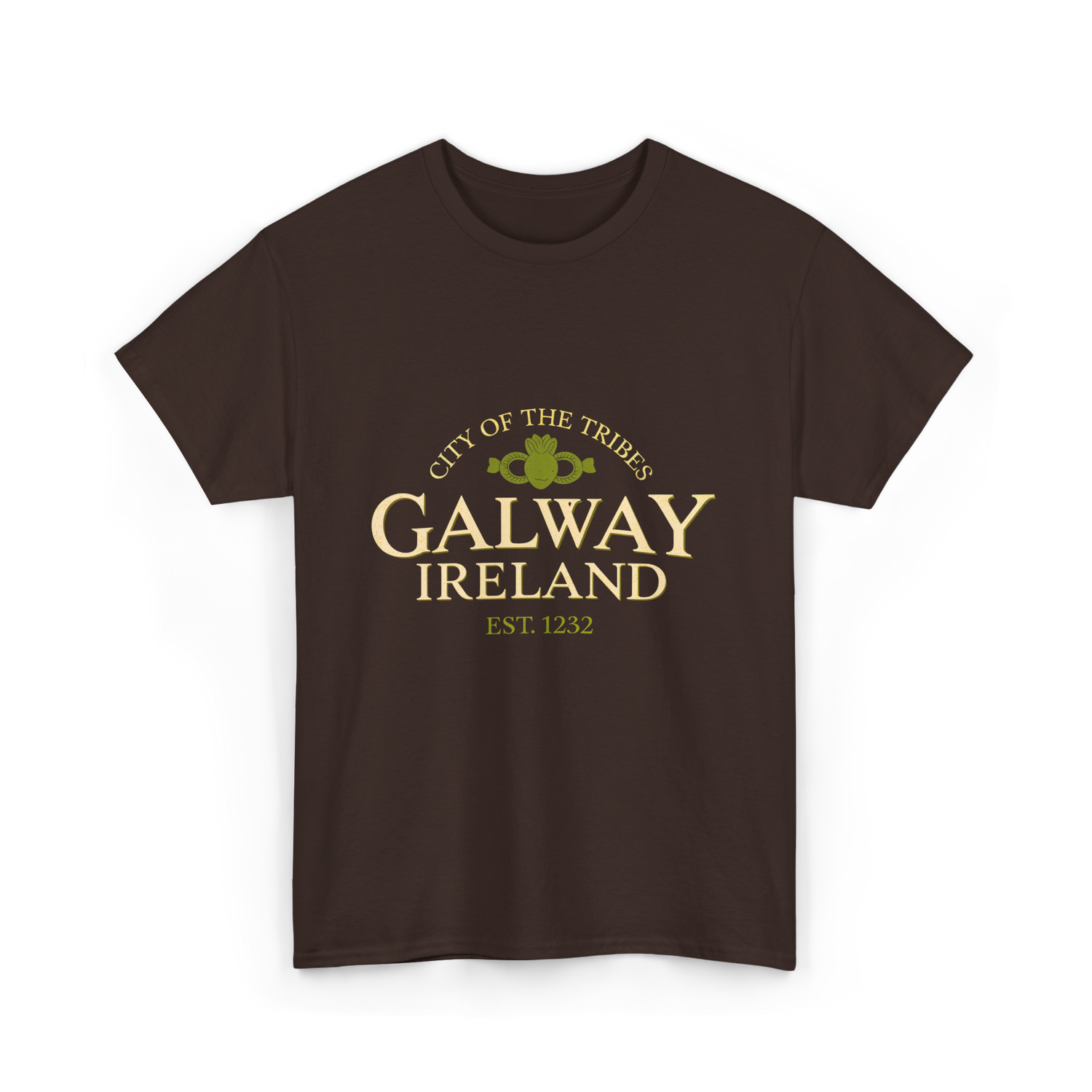 City of the Tribes Galway Ireland T-Shirt - Dark Chocolate