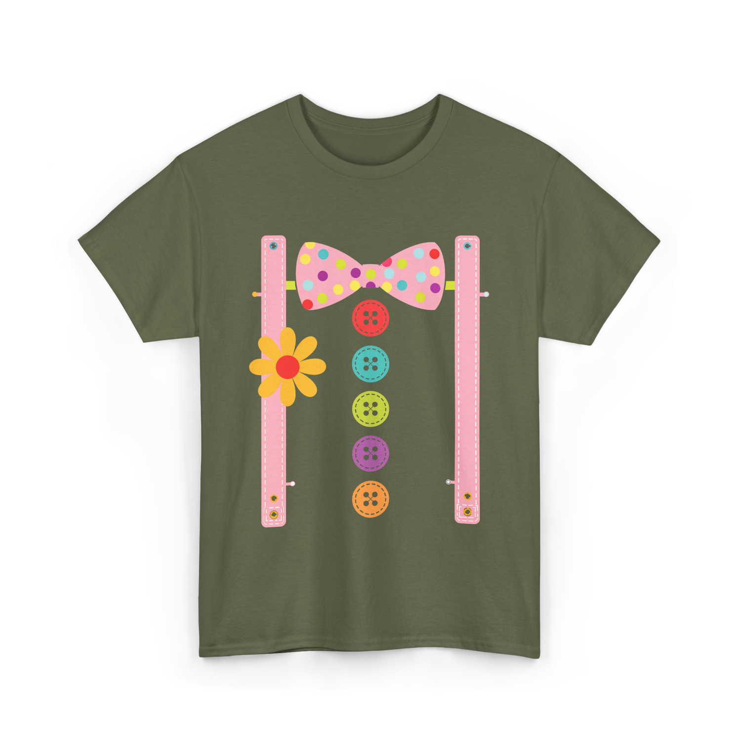 Clown Bow Tie Costume Clown T-Shirt - Military Green