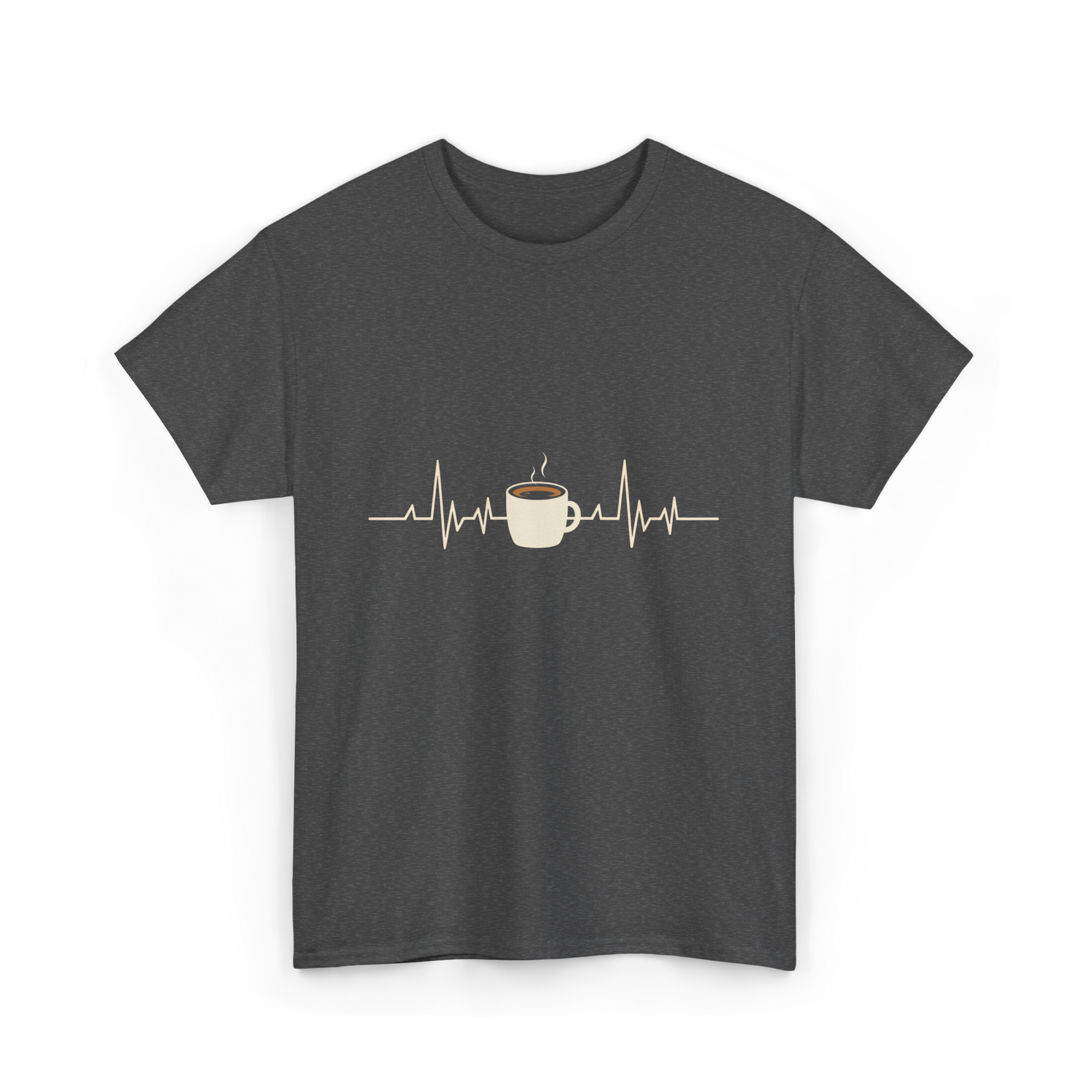 Coffee Heartbeat Coffee Drink T-Shirt - Dark Heather