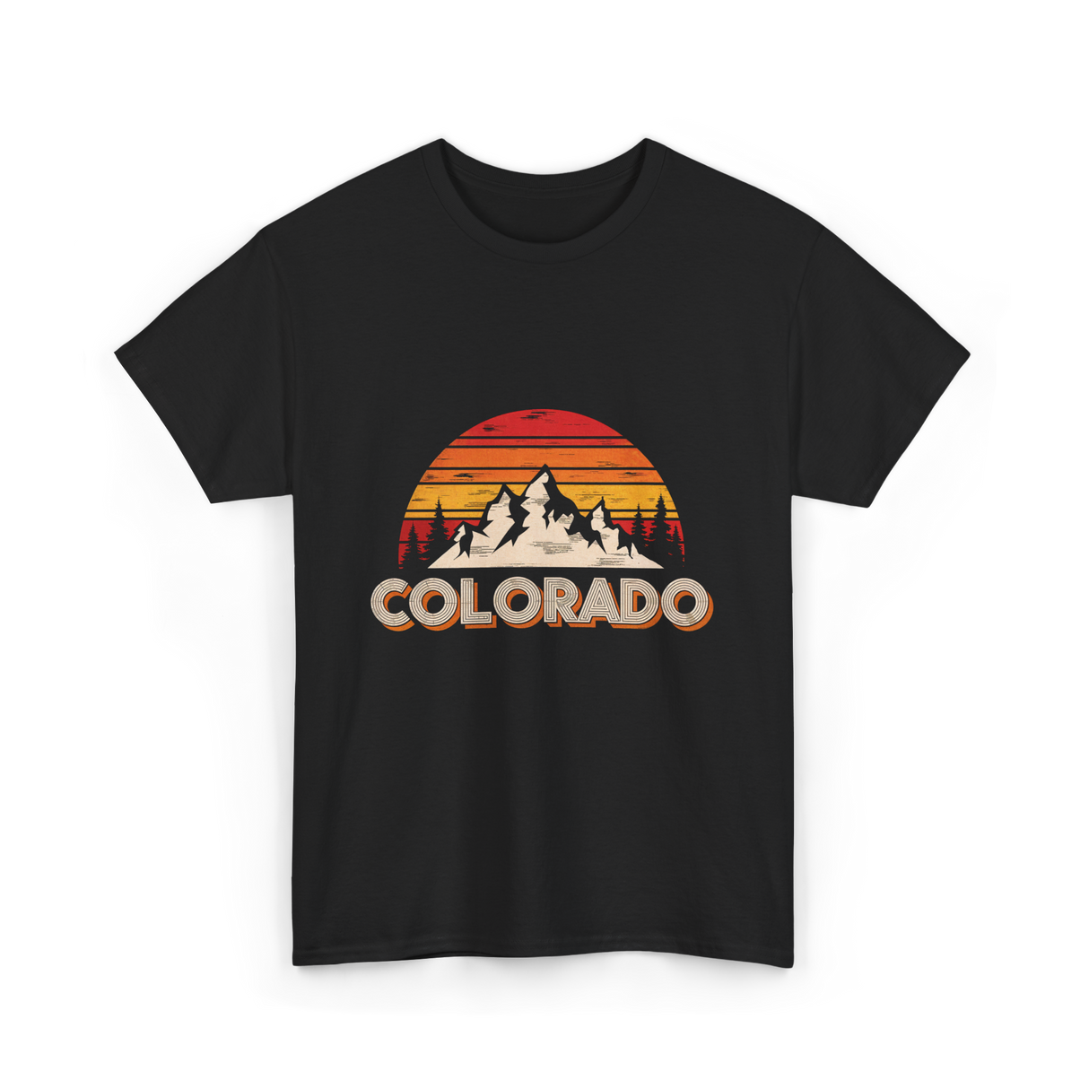 Colorado Retro Mountains Nature Hiking T-Shirt - Black