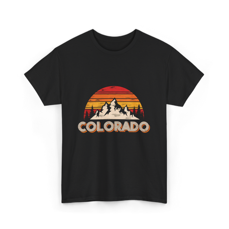 Colorado Retro Mountains Nature Hiking T-Shirt - Black