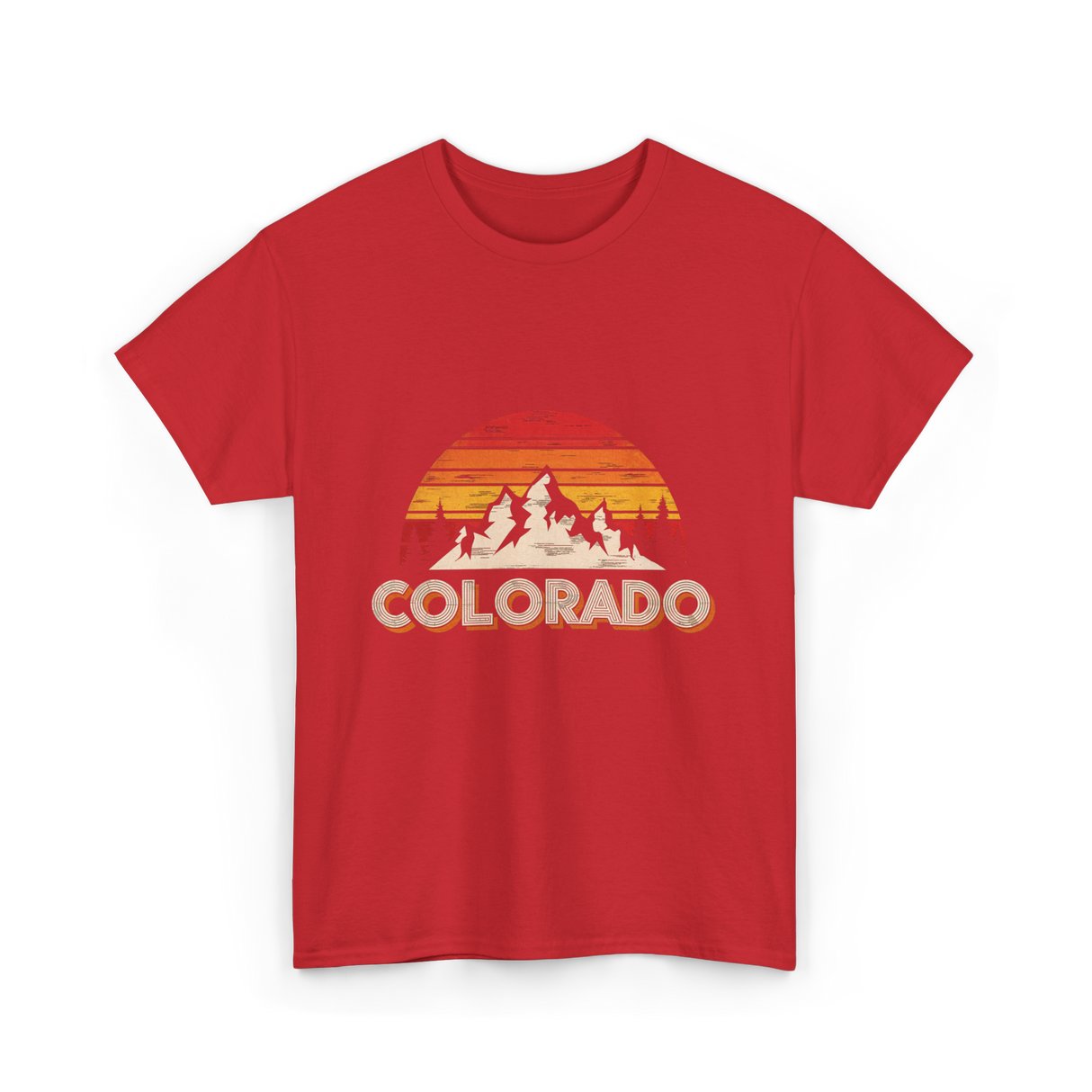 Colorado Retro Mountains Nature Hiking T-Shirt - Red