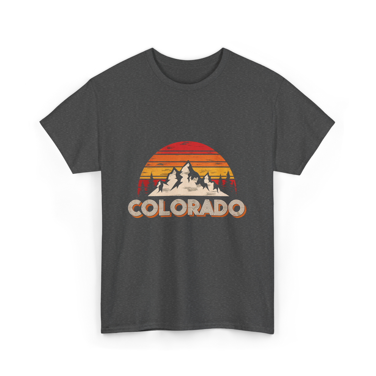 Colorado Retro Mountains Nature Hiking T-Shirt - Dark Heather