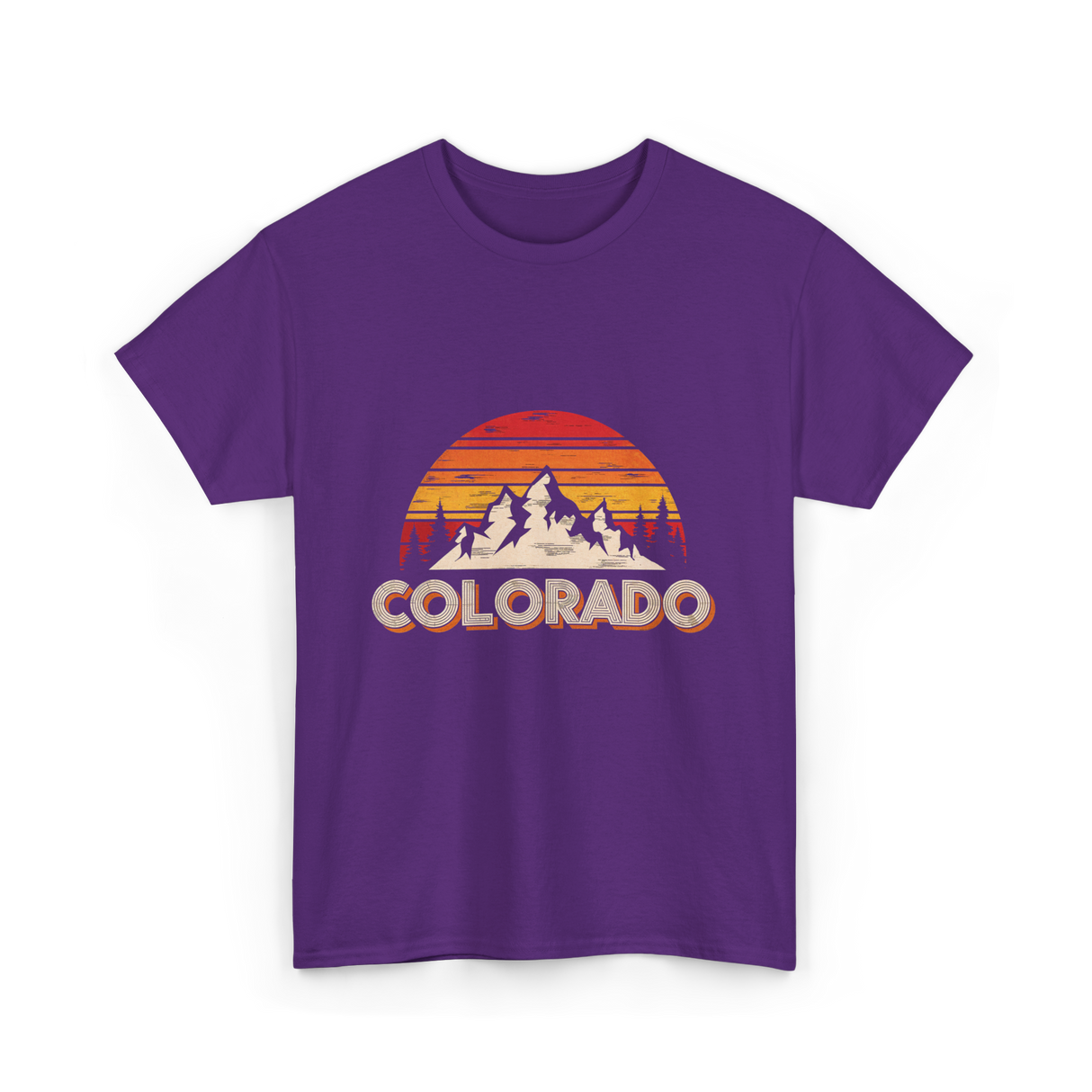Colorado Retro Mountains Nature Hiking T-Shirt - Purple