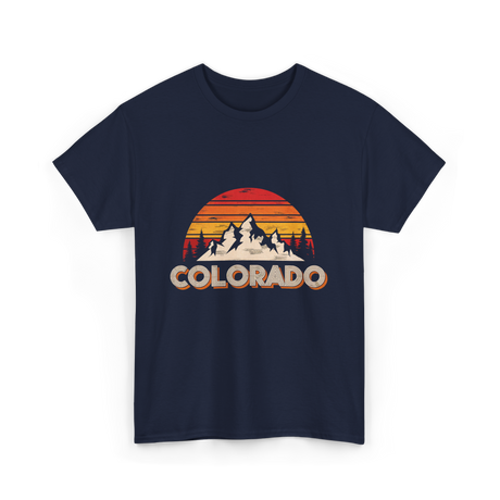 Colorado Retro Mountains Nature Hiking T-Shirt - Navy