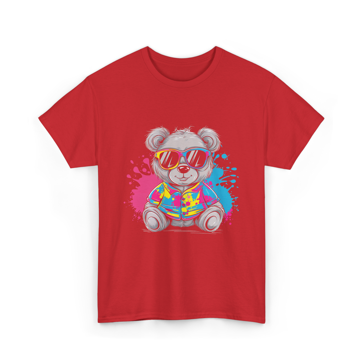 Colorful Bear T-Shirt - Red