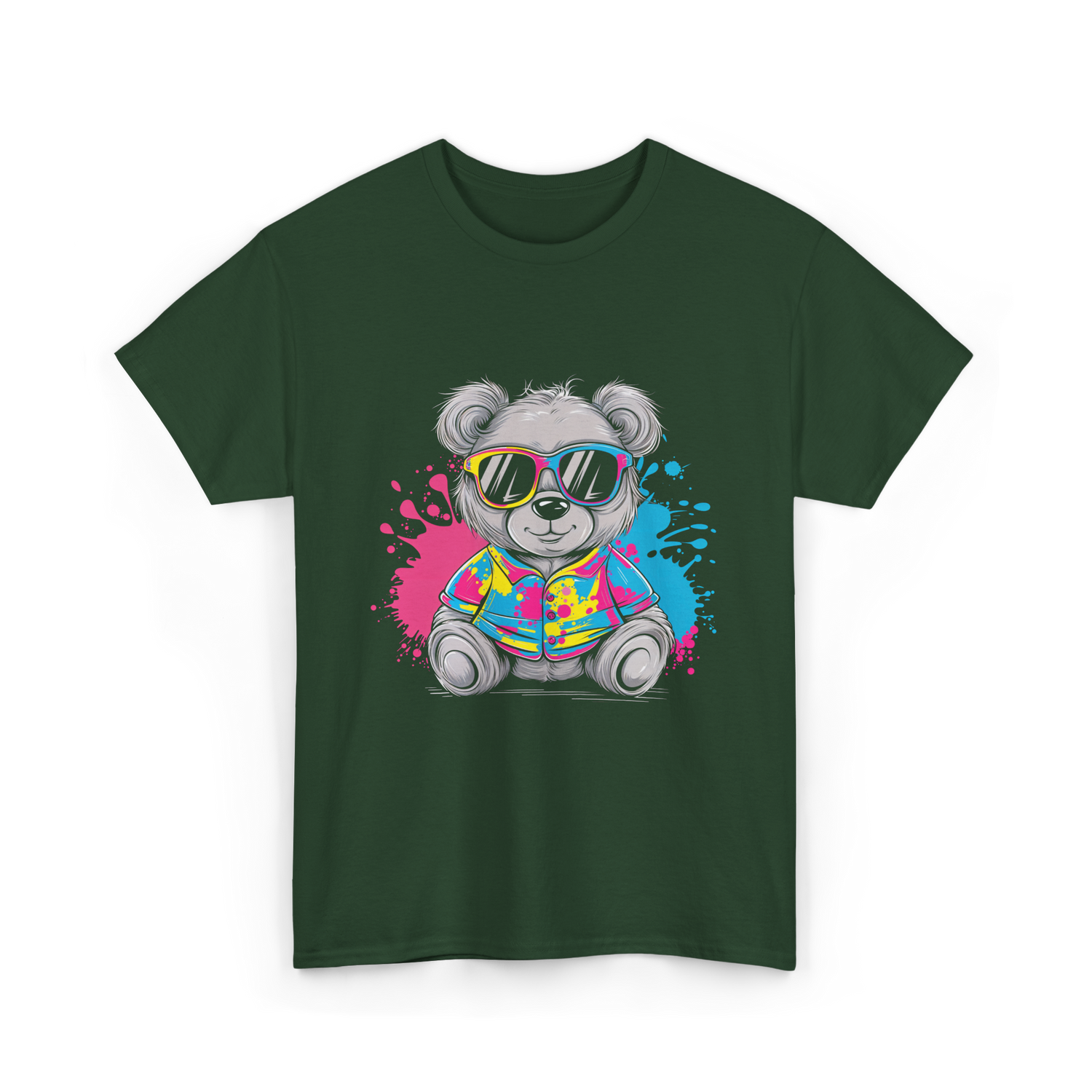 Colorful Bear T-Shirt - Forest Green