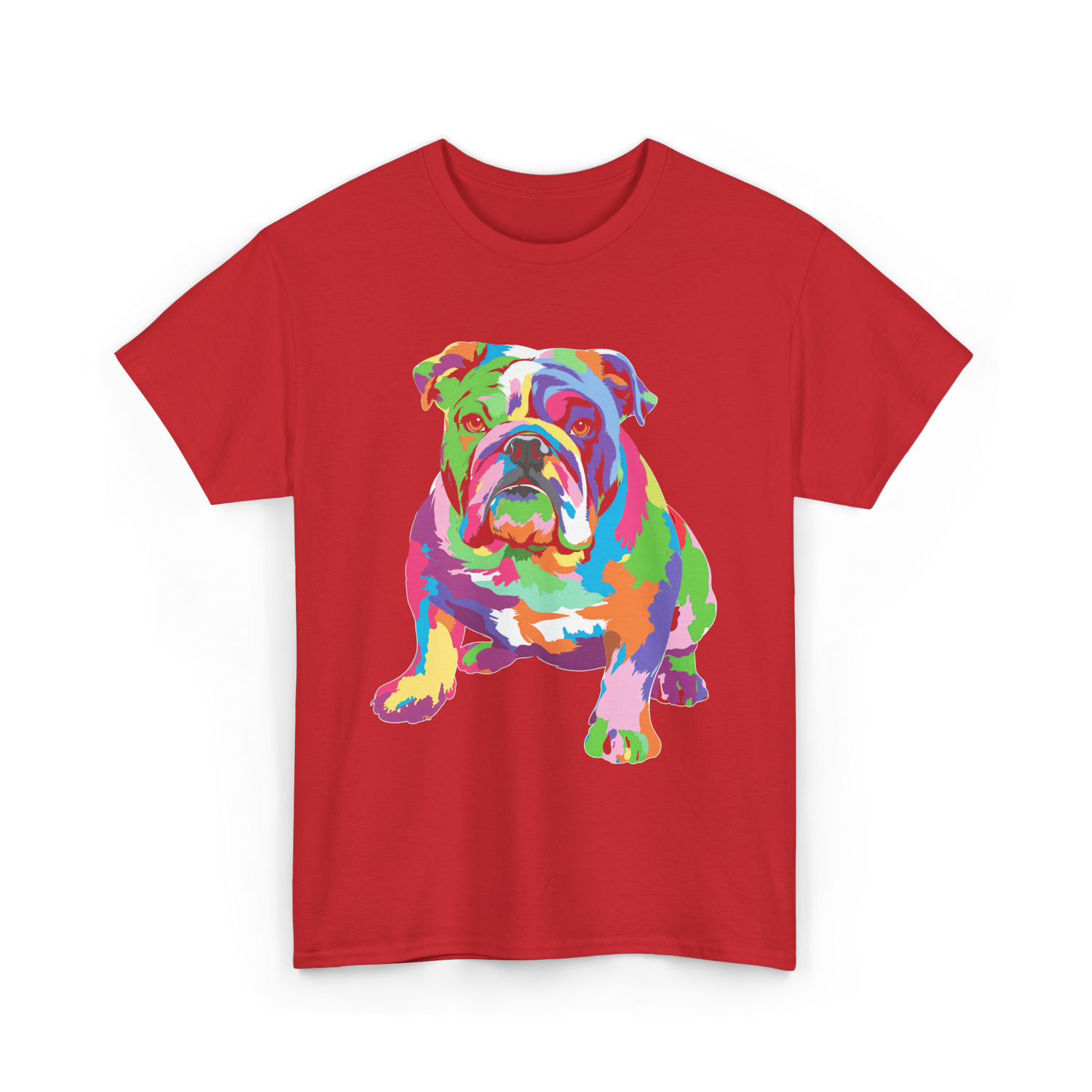 Colorful Bulldog Art Bulldog T-Shirt - Red