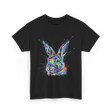 Colorful Bunny Rabbit Art T-Shirt - Black