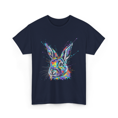 Colorful Bunny Rabbit Art T-Shirt - Navy