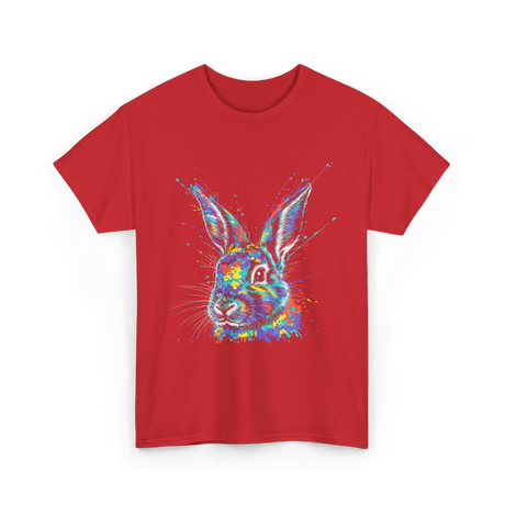 Colorful Bunny Rabbit Art T-Shirt - Red