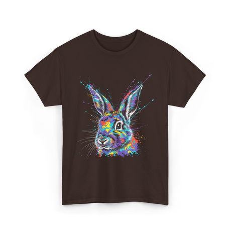 Colorful Bunny Rabbit Art T-Shirt - Dark Chocolate