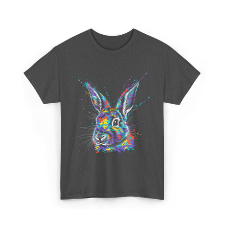 Colorful Bunny Rabbit Art T-Shirt - Dark Heather