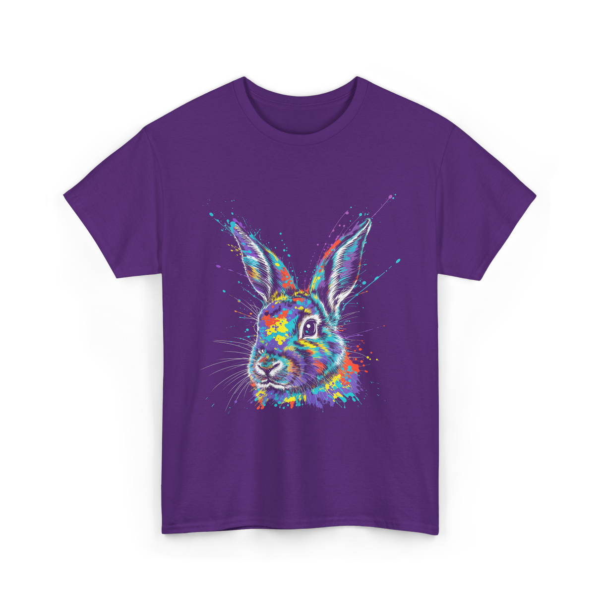 Colorful Bunny Rabbit Art T-Shirt - Purple
