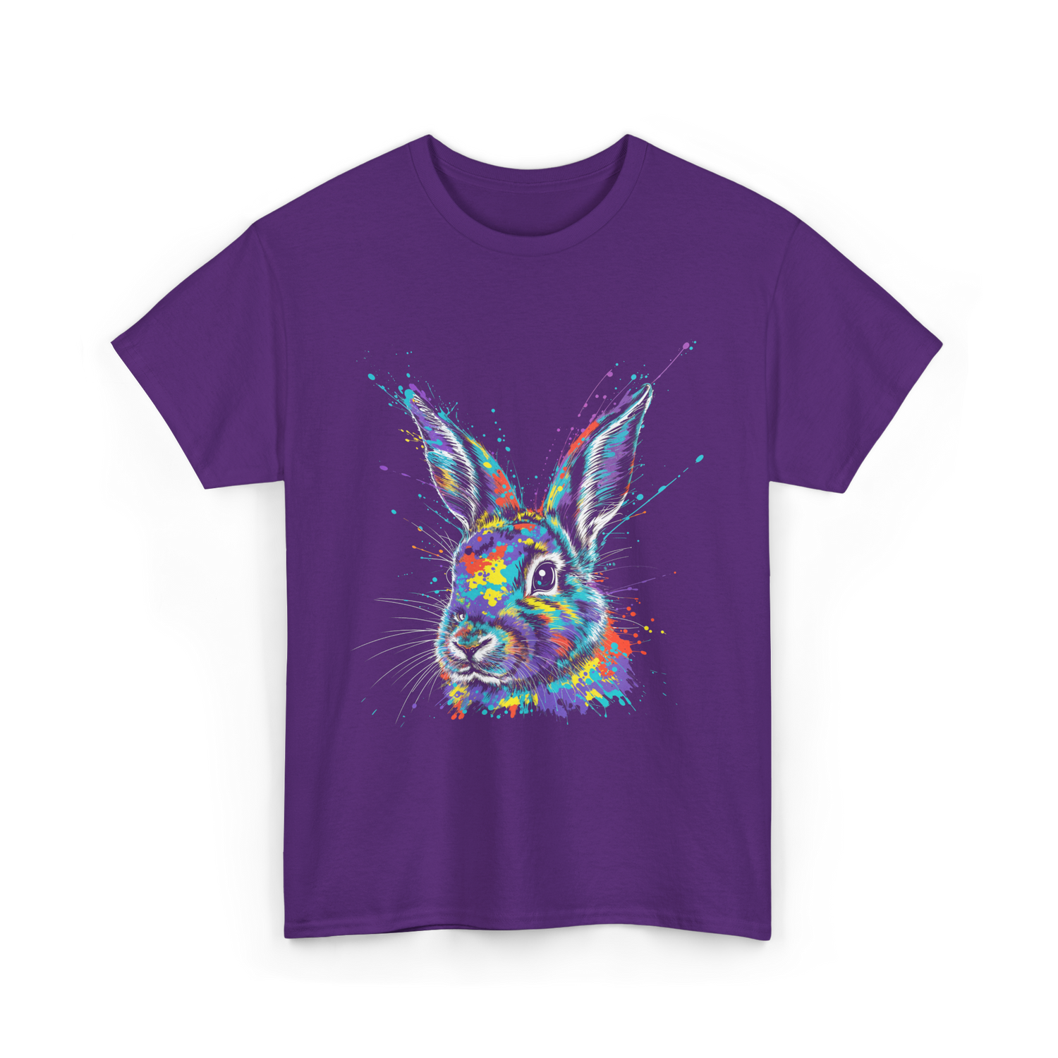Colorful Bunny Rabbit Art T-Shirt - Purple