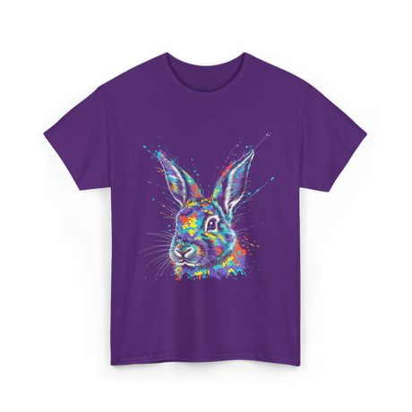 Colorful Bunny Rabbit Art T-Shirt - Purple