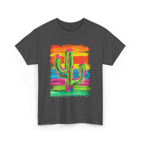 Colorful Cactus Art Cactus T-Shirt - Dark Heather