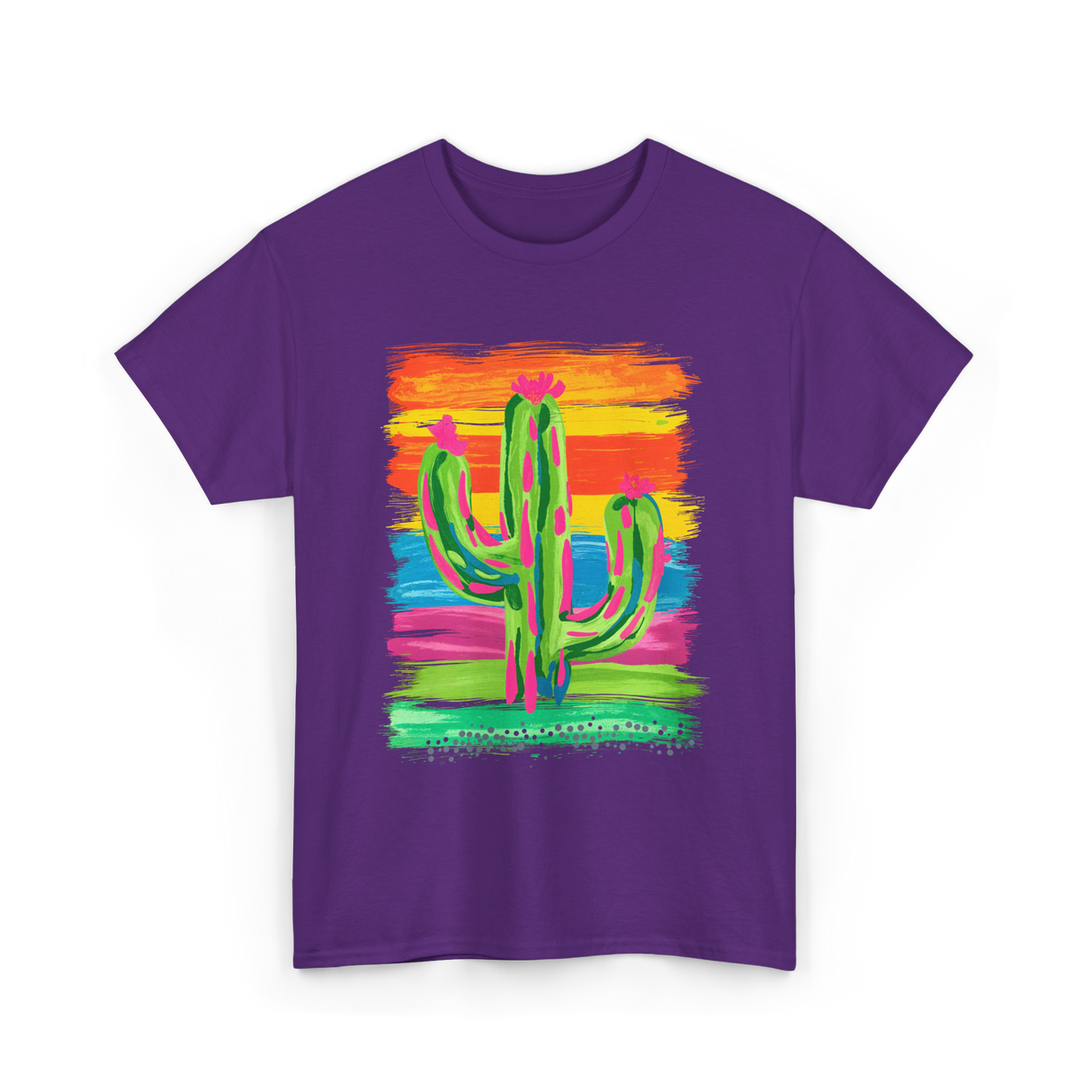 Colorful Cactus Art Cactus T-Shirt - Purple