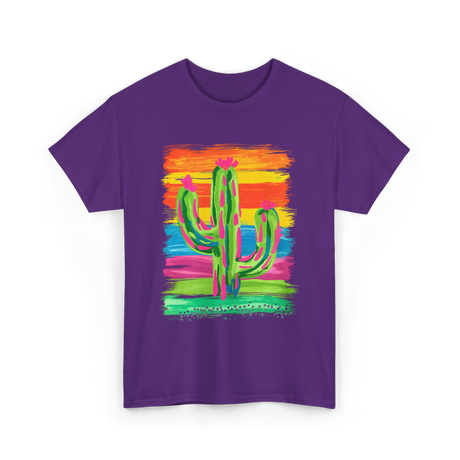 Colorful Cactus Art Cactus T-Shirt - Purple