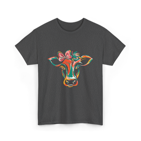 Colorful Cow Art Cow Decor T-Shirt - Dark Heather