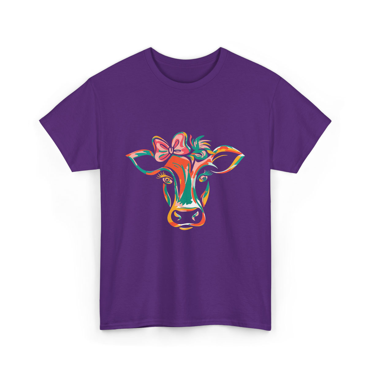 Colorful Cow Art Cow Decor T-Shirt - Purple