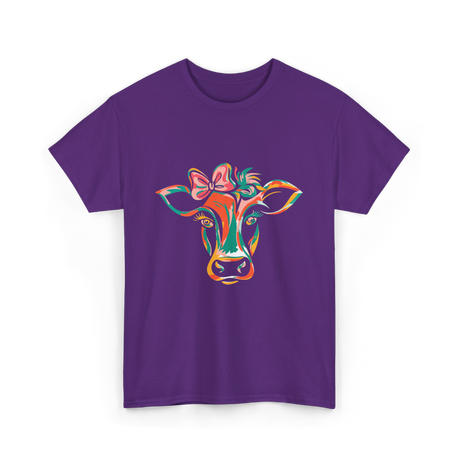 Colorful Cow Art Cow Decor T-Shirt - Purple