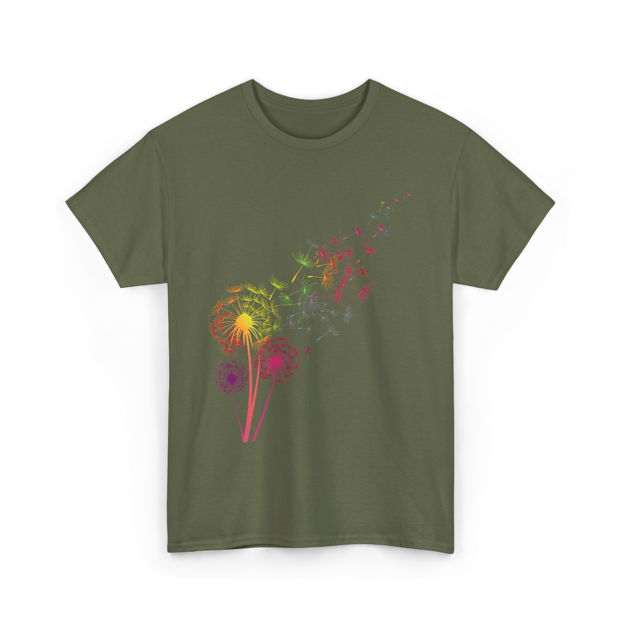 Colorful Dandelions Dandelion T-Shirt - Military Green