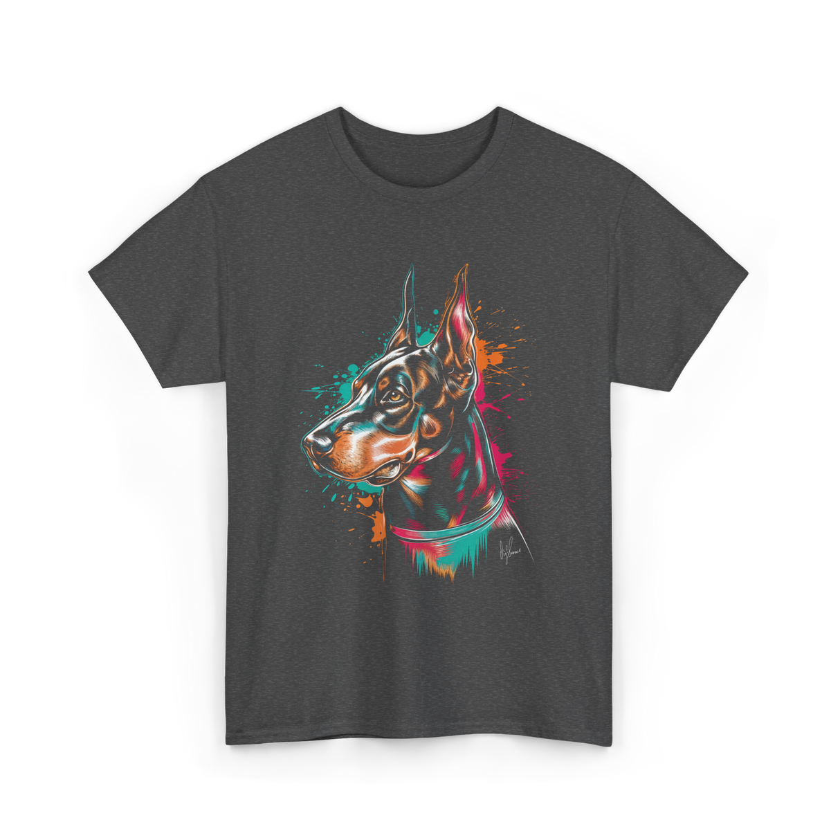 Colorful Doberman Pinscher Dog Owners T-Shirt - Dark Heather