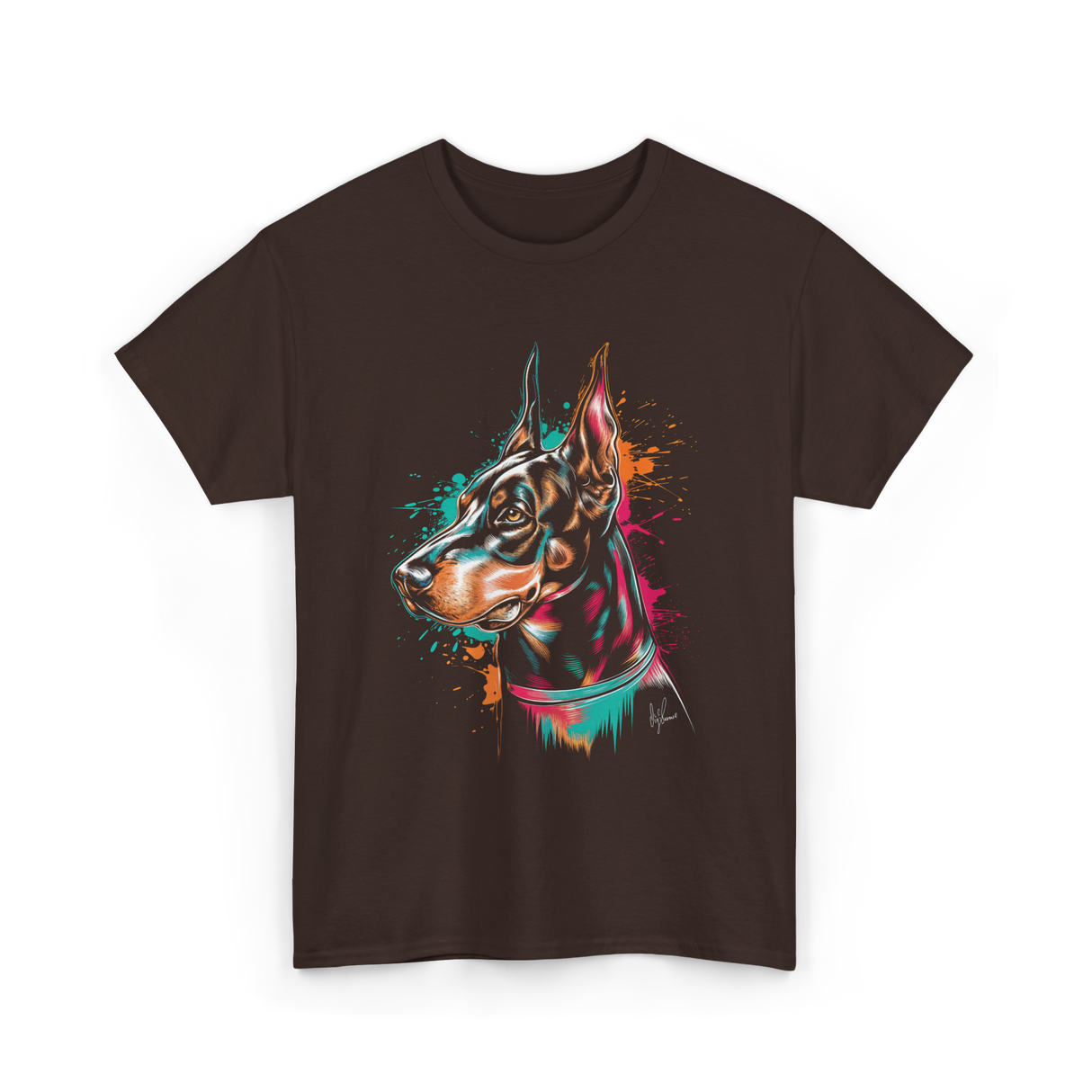 Colorful Doberman Pinscher Dog Owners T-Shirt - Dark Chocolate