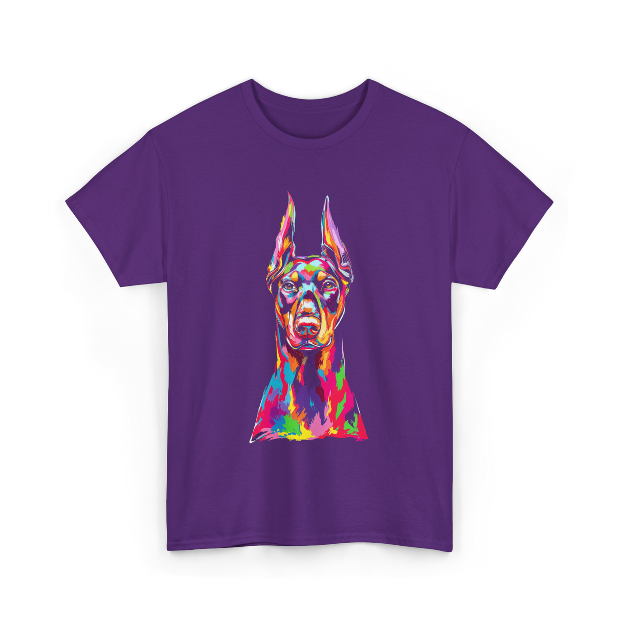 Colorful Doberman Pop Art Dog T-Shirt - Purple