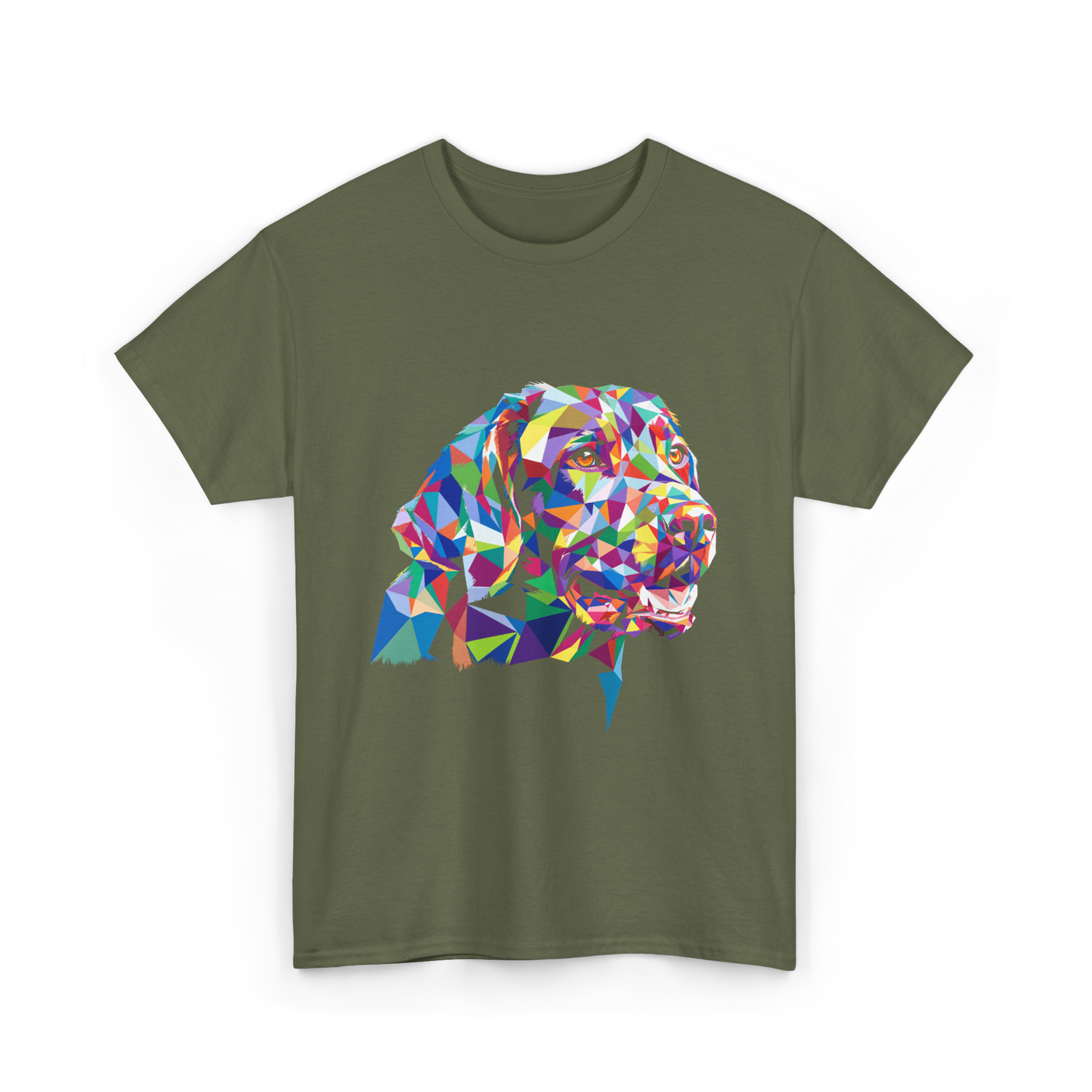 Colorful Dog Art Dog Lovers T-Shirt - Military Green