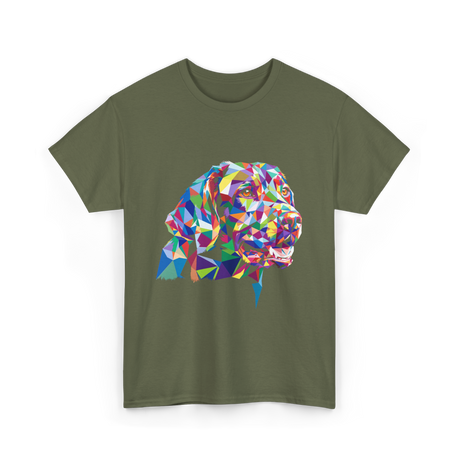Colorful Dog Art Dog Lovers T-Shirt - Military Green