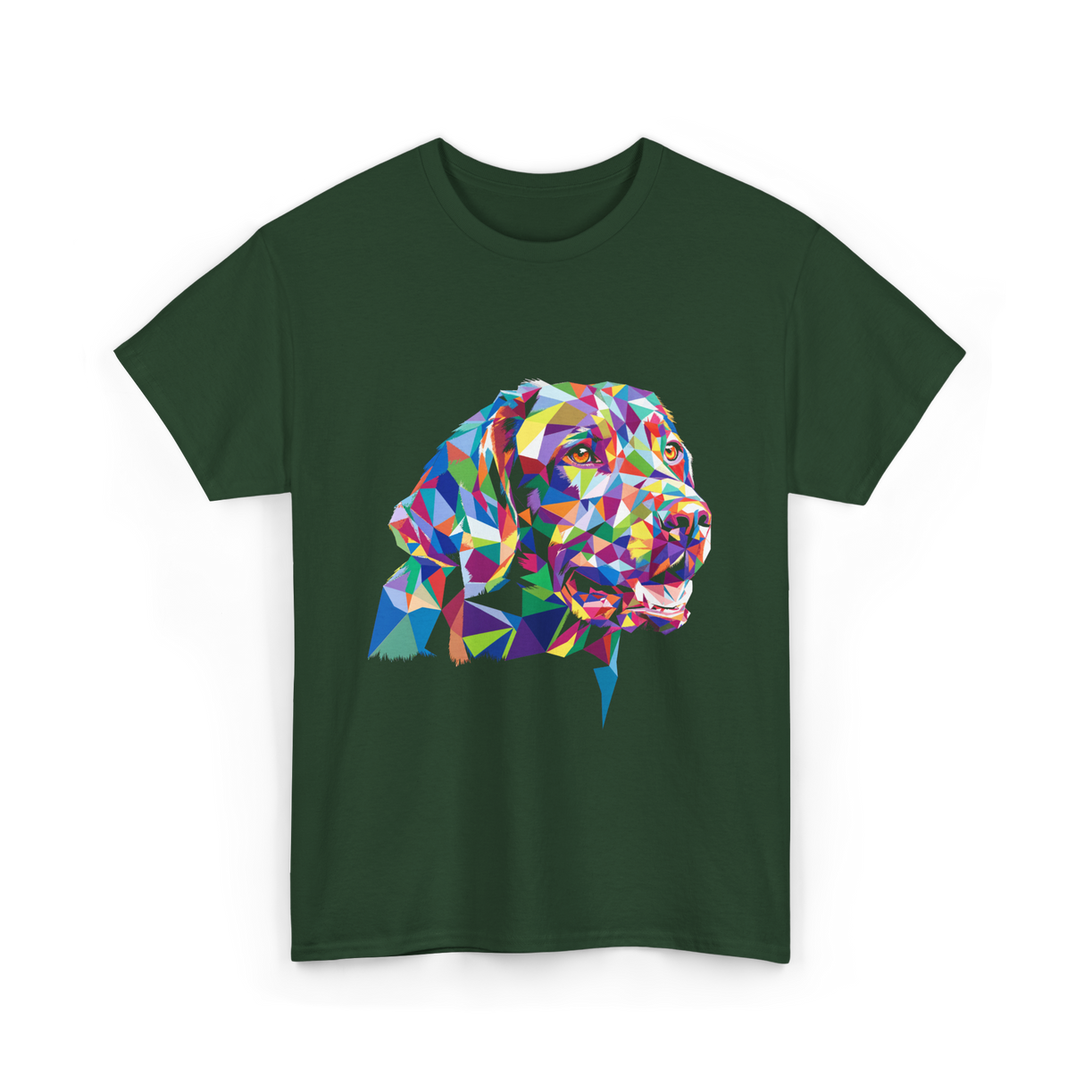 Colorful Dog Art Dog Lovers T-Shirt - Forest Green