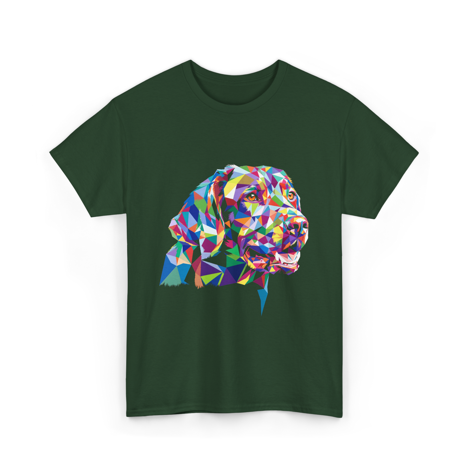 Colorful Dog Art Dog Lovers T-Shirt - Forest Green