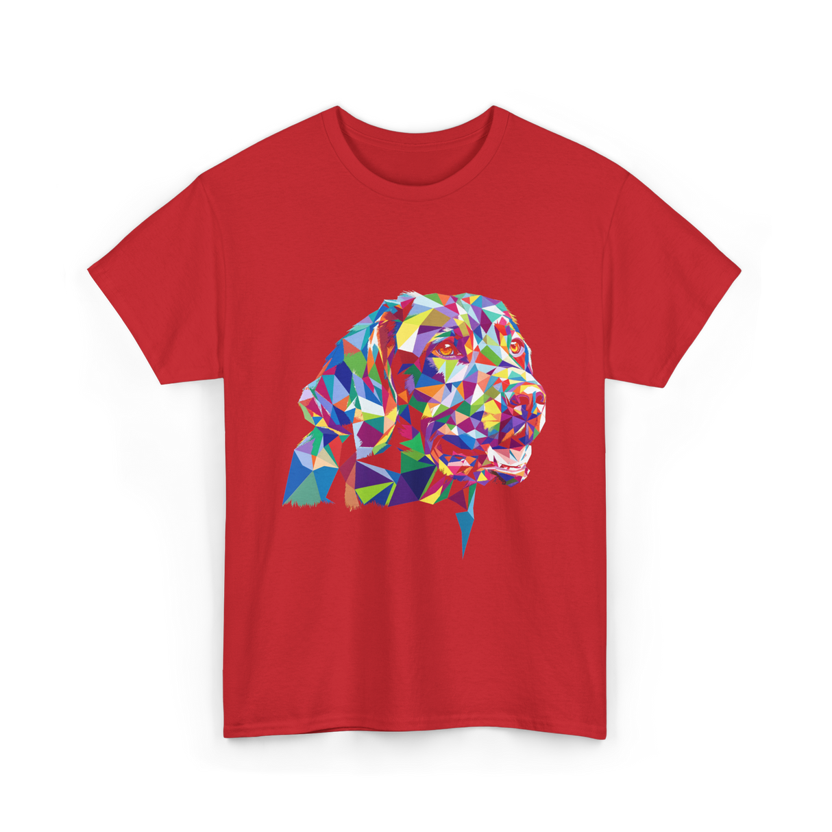 Colorful Dog Art Dog Lovers T-Shirt - Red