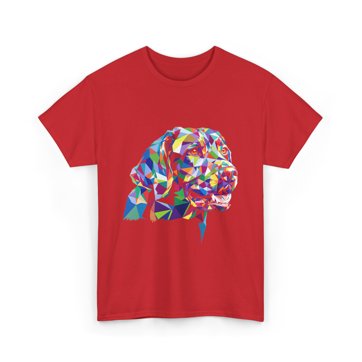 Colorful Dog Art Dog Lovers T-Shirt - Red