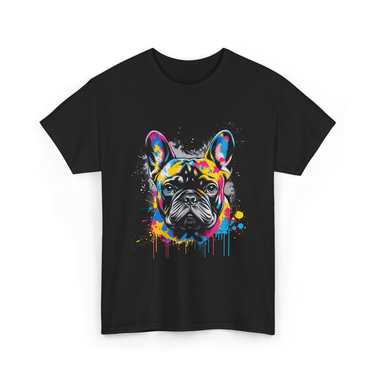 Colorful Frenchie Dog Lover T-Shirt - Black