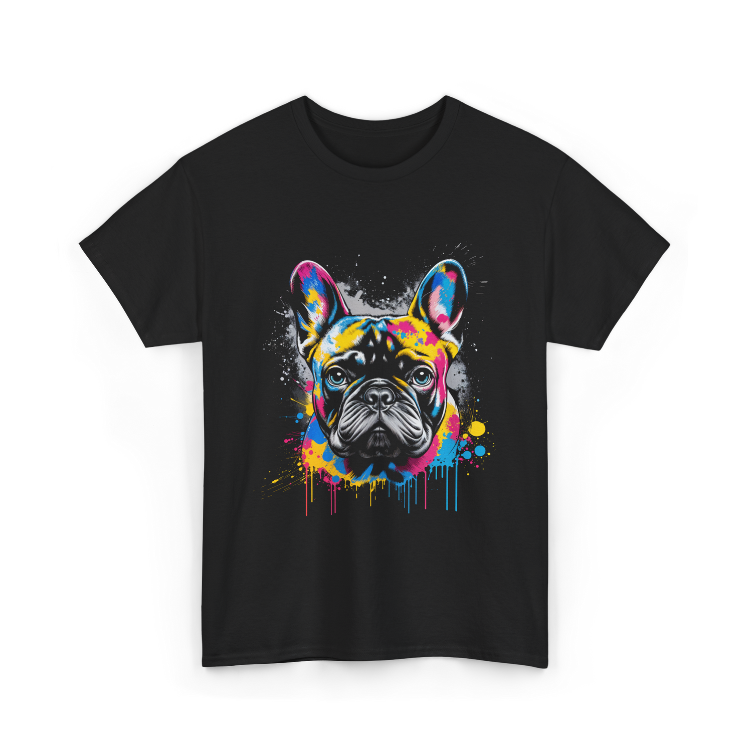 Colorful Frenchie Dog Lover T-Shirt - Black