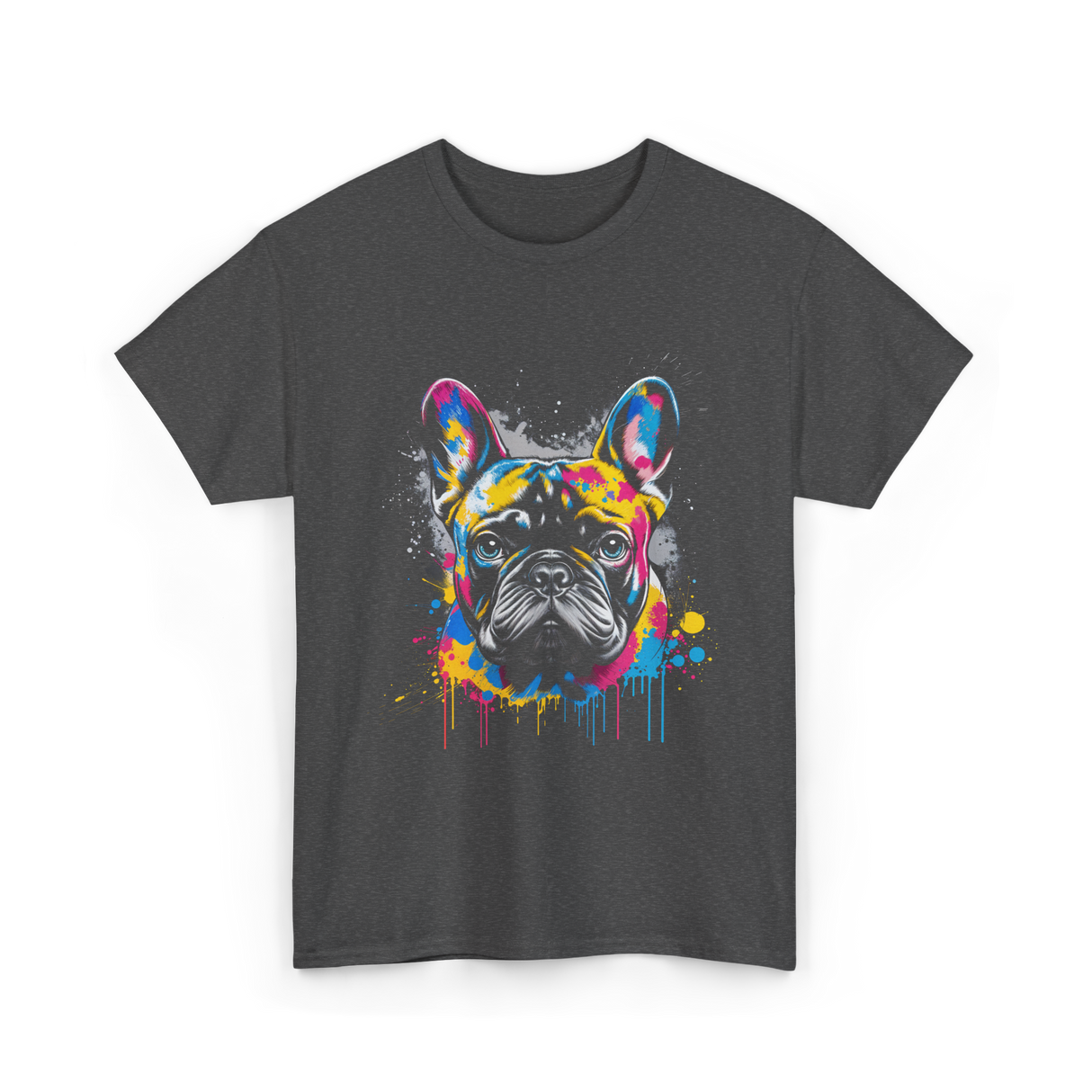 Colorful Frenchie Dog Lover T-Shirt - Dark Heather